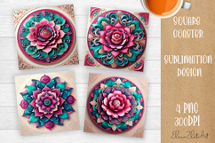 3D mandala Coaster Design, 3D mandala Coaster Product Image 1