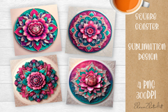 3D mandala Coaster Design, 3D mandala Coaster Product Image 1