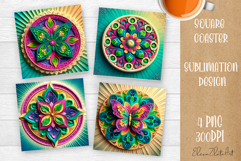 3D mandala Coaster Design, 3D mandala Coaster Product Image 1