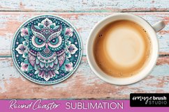 Mandala Coaster Design, Owl Round Coaster Sublimation