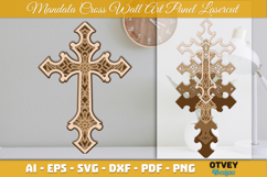 Mandala Cross Wall Art Panel Laser Cut | Decorative Wooden Product Image 2