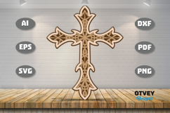 Mandala Cross Wall Art Panel Laser Cut | Decorative Wooden Product Image 1