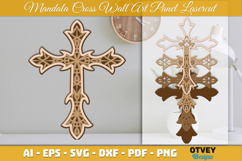 Mandala Cross Wall Art Panel Laser Cut | Decorative Wooden Product Image 2