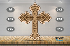 Mandala Cross Wall Art Panel Laser Cut | Decorative Wooden Product Image 1