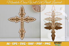 Mandala Cross Wall Art Panel Laser Cut | Decorative Wooden Product Image 2