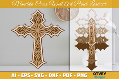 Mandala Cross Wall Art Panel Laser Cut | Decorative Wooden Product Image 2