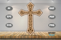 Mandala Cross Wall Art Panel Laser Cut | Decorative Wooden Product Image 1