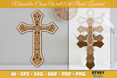 Mandala Cross Wall Art Panel Laser Cut | Decorative Wooden Product Image 2