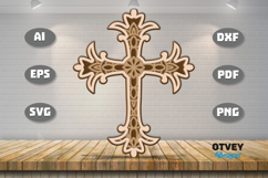 Mandala Cross Wall Art Panel Laser Cut | Decorative Wooden Product Image 1