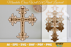 Mandala Cross Wall Art Panel Laser Cut | Decorative Wooden Product Image 2