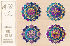 Mandala Stickers | Watercolor Lotus Mandala PNG Product Image 1