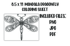 Mandala Dragonfly Coloring Sheet Product Image 1