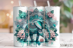 Mandala Elephant Tumbler Wrap, Floral Elephant Tumbler Wrap Product Image 1