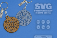 Mandala Round Keychain Laser Cut SVG Product Image 1