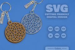 Mandala Round Keychain Laser Cut SVG Product Image 2