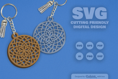 Mandala Round Keychain Laser Cut SVG Product Image 2