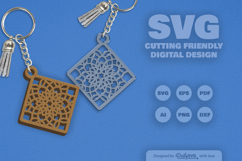 Mandala Diamond Keychain Laser Cut SVG Product Image 1