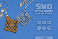 Mandala Diamond Keychain Laser Cut SVG Product Image 2