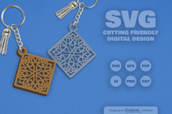 Mandala Diamond Keychain Laser Cut SVG Product Image 2