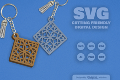 Mandala Diamond Keychain Laser Cut SVG Product Image 1