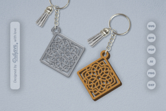 Mandala Diamond Keychain Laser Cut SVG Product Image 2
