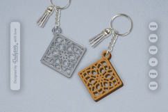Mandala Diamond Keychain Laser Cut SVG Product Image 2
