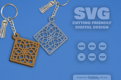 Mandala Diamond Keychain Laser Cut SVG Product Image 1