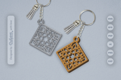 Mandala Diamond Keychain Laser Cut SVG Product Image 1