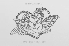 Valentines Day Angels Kissing, Love Couple SVG DXF cut files Product Image 1