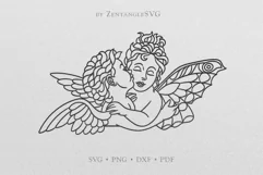 Valentines Day Angels Kissing, Love Couple SVG DXF cut files Product Image 2