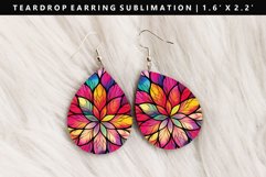 Mandala Teardrop Earring Sublimation PNG Design Product Image 1