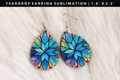 Mandala Teardrop Earring Sublimation PNG Design Product Image 1