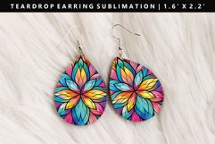 Mandala Teardrop Earring Sublimation PNG Design Product Image 1
