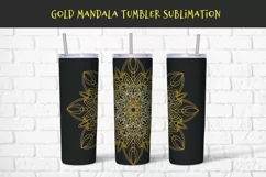 Gold mandala black tumbler sublimation wrap 20 Oz Product Image 1