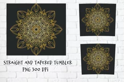 Gold mandala black tumbler sublimation wrap 20 Oz Product Image 2