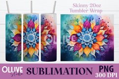 Watercolor Mandala 20oz Tumbler Wrap PNG Product Image 2