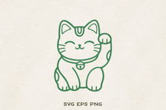 Maneki Neko SVG | Lucky Cat Line Art | Japanese Fortune Cat Product Image 1