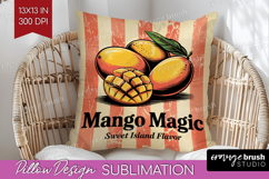 Mango Vintage Fruit Pillow Sublimation Summer Pillow Cover Product Image 1