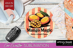Mango Vintage Fruit Car Coaster Summer Coaster PNG Product Image 1