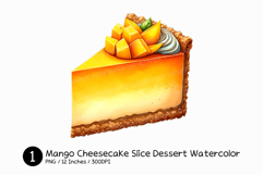 Mango Cheesecake Slice Dessert Watercolor Png dessert tart Product Image 1
