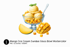 Mango Ice Cream Sundae Glass Bowl Watercolor Png dessert Product Image 1