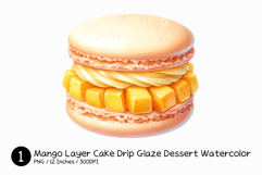 Mango Macaron Sweet French Dessert Watercolor Png treats Product Image 1