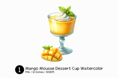 Mango Mousse Dessert Cup Watercolor Illustration Png glass Product Image 1