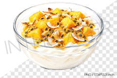 Mango Passionfruit Coconut Yogurt PNG Clipart Watercolor Product Image 1