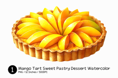 Mango Tart Sweet Pastry Dessert Watercolor Png Treats Pie Product Image 1