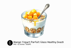 Mango Yogurt Parfait Glass Healthy Snack Watercolor Png Product Image 1