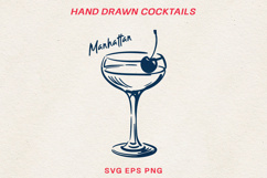 Hand Drawn Cocktail Line Art SVG | Vintage Drink PNG Product Image 1