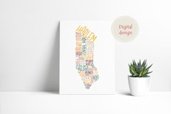 Manhattan Neighborhoods Typography Map - Digital Design Product Image 1