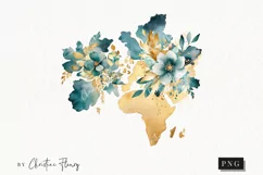 Watercolor Flower Map Clipart | Watercolor Ocean PNG Product Image 1
