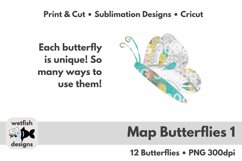 Vintage Map Butterflies for Digital Planners, Scrapbooking Product Image 7